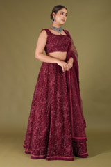 Embellished Maroon Lehenga1955 video
